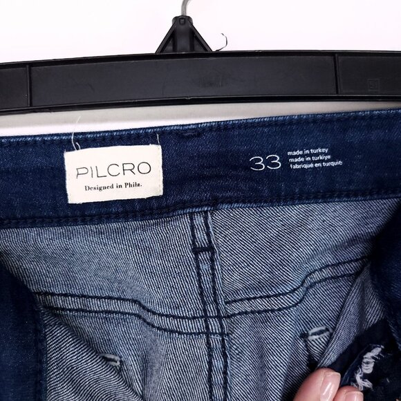 Anthropologie Pilcro Flare Jean Womens Size 33 Mid Rise Dark Wash 30 Inseam - Picture 10 of 13